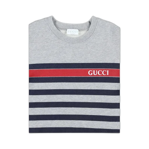 Gucci Kids Logo Printed Striped Sweatshirt