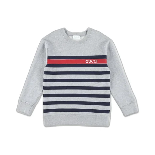 Gucci Kids Logo Printed Striped Sweatshirt