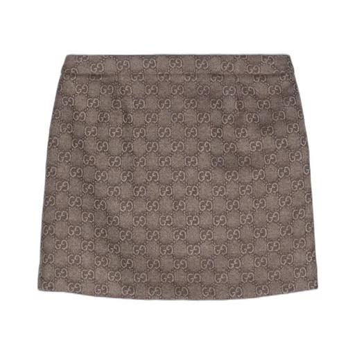 Gucci Kids Gg Supreme-Patterned Straight Hem Skirt