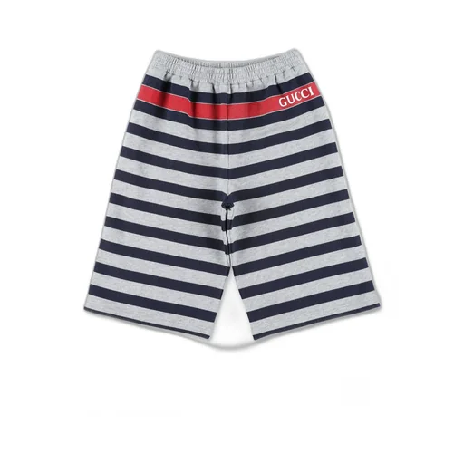 Gucci Kids Logo Printed Striped Shorts