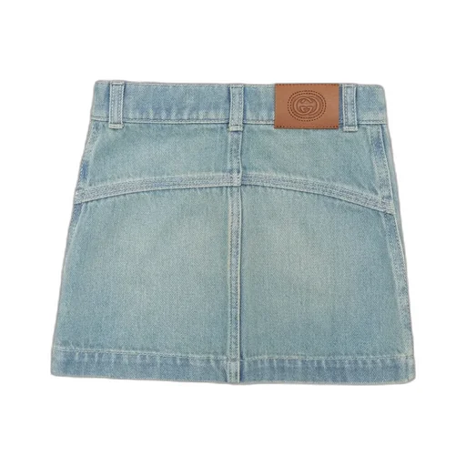 Gucci Kids Logo Patch Denim Skirt