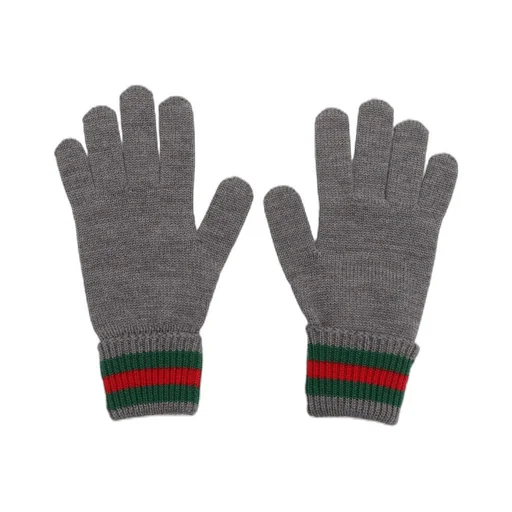 Gucci Kids Web Detailed Ribbed-Knit Gloves