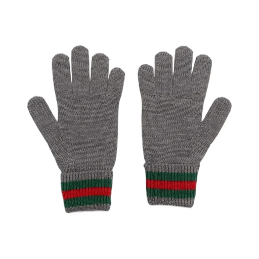 Gucci Kids Web Detailed Ribbed-Knit Gloves