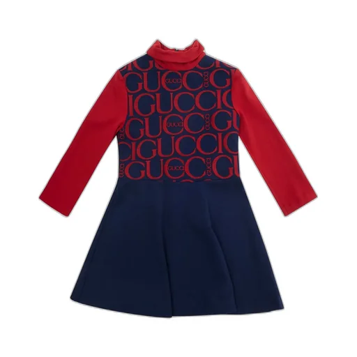 Gucci Kids Logo Embroidered Roll Neck Dress