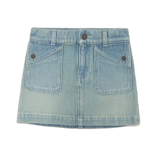 Gucci Kids Logo Patch Denim Skirt
