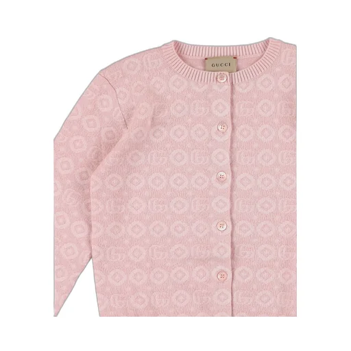 Gucci Kids Double G Crewneck Knitted Cardigan
