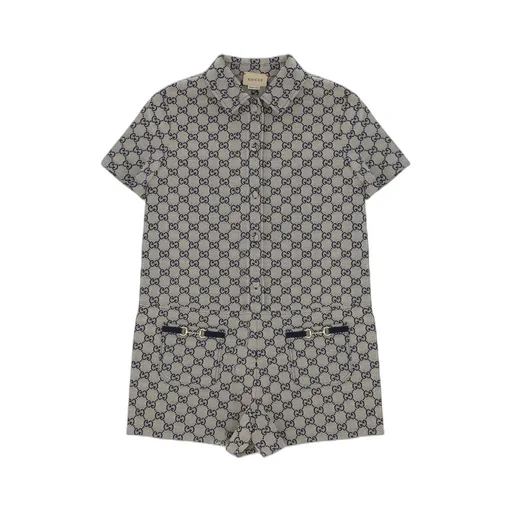 Gucci Kids Gg Straight Hem Short-Sleeved Playsuit
