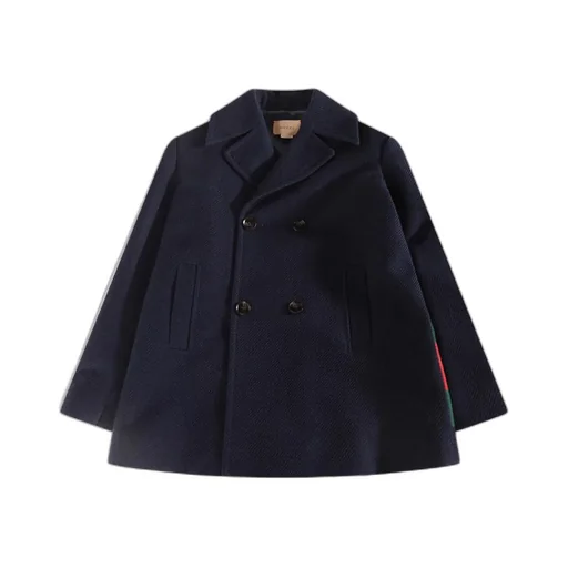 Gucci Kids Web Double-Breasted Long-Sleeved Coat