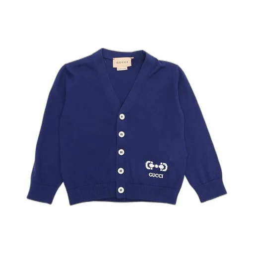 Gucci Kids Horsebit-Print V-Neck Long-Sleeved Cardigan