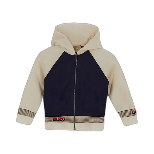 Gucci Kids Intarsia-Knit Logo Zip-Up Hooded Jacket