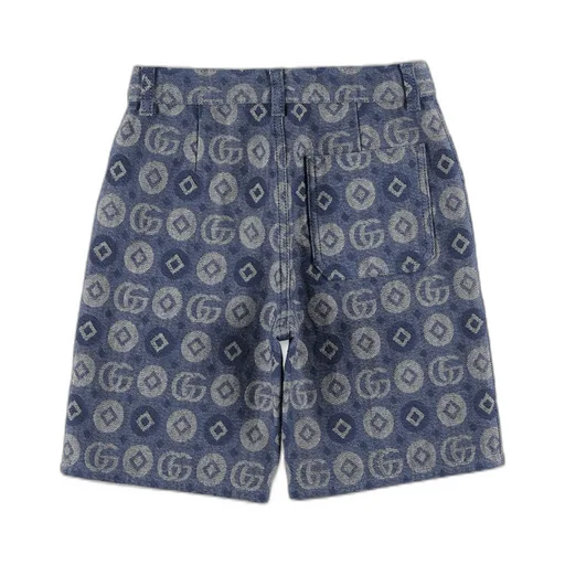 Gucci Kids Button Detailed Monogram Denim Shorts