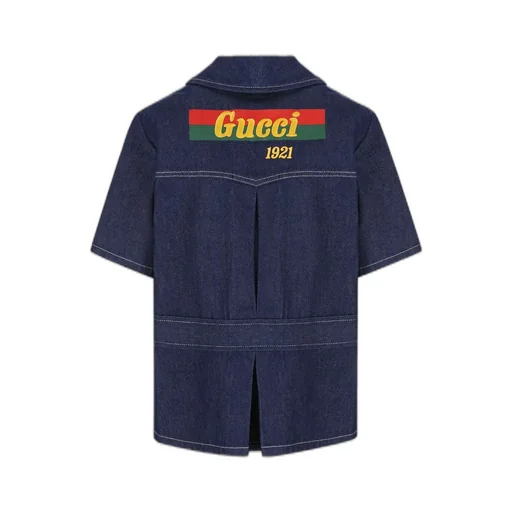 Gucci Kids Logo Printed Denim Shirt