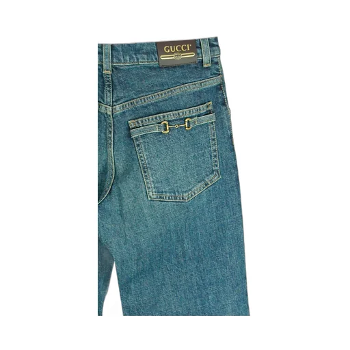 Gucci Kids Horsebit Logo Patch Jeans