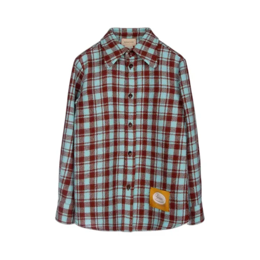 Gucci Kids Plaid Patterned Long-Sleeved Shirt