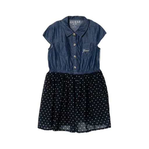 Guess Kids Dot Patterned Bottom Denim Dress