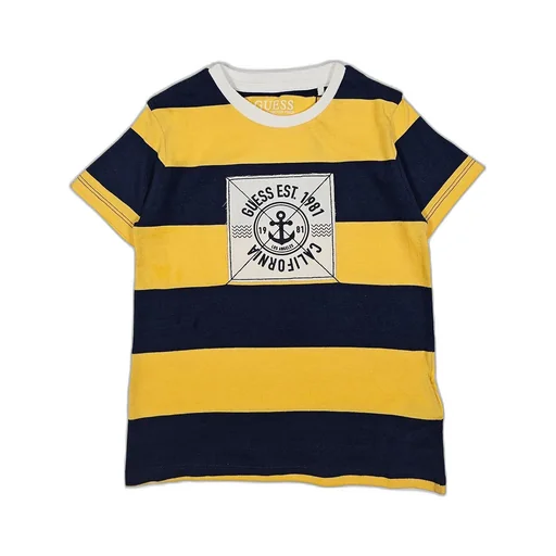 Guess Kids Logo Printed Striped T-Shirt