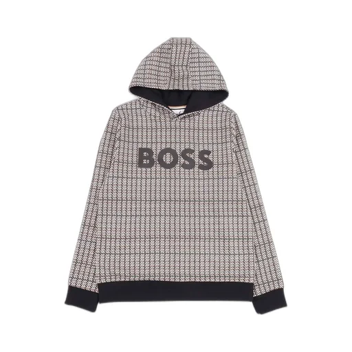 Hugo Boss Kids All-Over Pattern Logo-Embroidered Hoodie