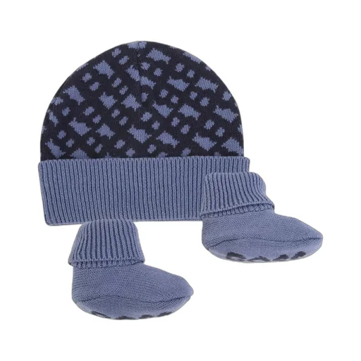 Hugo Boss Kids Monogrammed Hat And Slippers Set