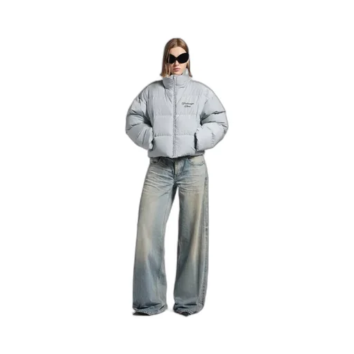 Cursive Cropped Puffer
