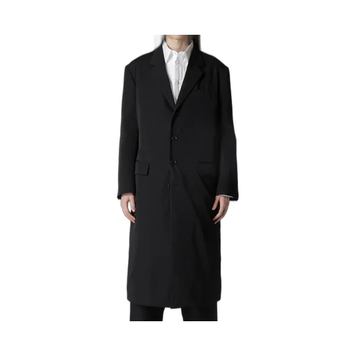 Wool Gabardine 4 Buttons Long Jacket With Liner