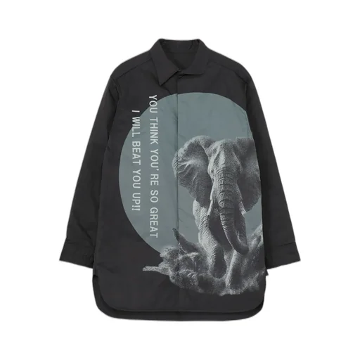 Elephant Message Printed Padded Collar Blouse