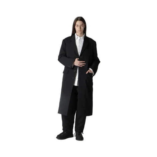 Wool Gabardine 4 Buttons Long Jacket With Liner
