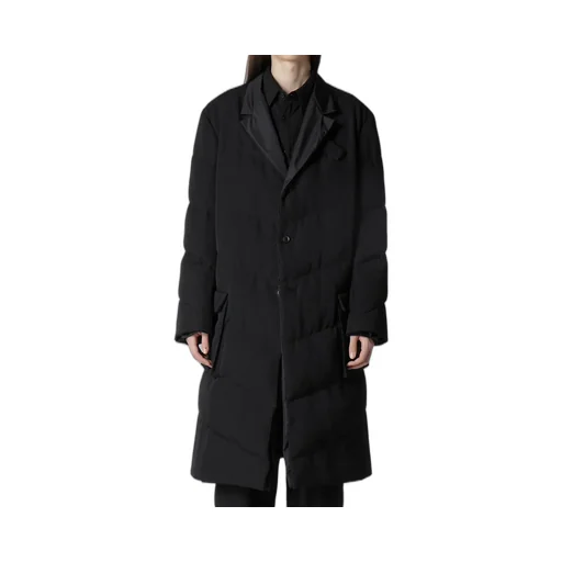 Wool Gabardine 3Buttons Diagonal Padded Long Jacket