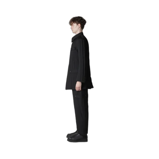 Wool Gabardine Tab Detail Paded Jacket