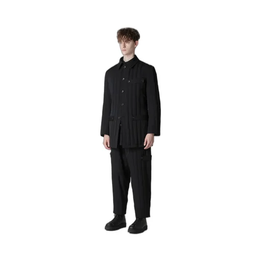 Wool Gabardine Tab Detail Paded Jacket