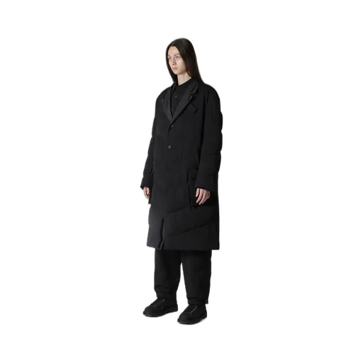 Wool Gabardine 3Buttons Diagonal Padded Long Jacket