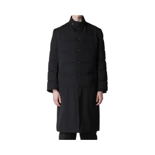 Wool Gabardine Horizontal Padded Long Jacket