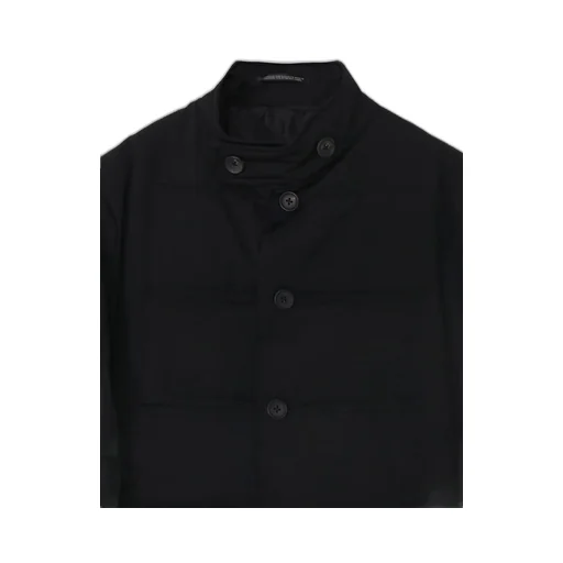 Wool Gabardine Horizontal Padded Long Jacket