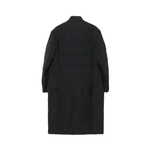Wool Gabardine Horizontal Padded Long Jacket