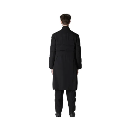 Wool Gabardine Horizontal Padded Long Jacket