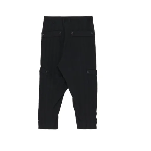 Wool Gabardine Tab Detail Padded Pants