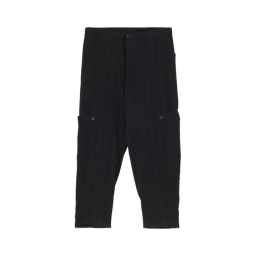 Wool Gabardine Tab Detail Padded Pants