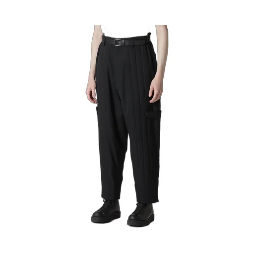 Wool Gabardine Tab Detail Padded Pants