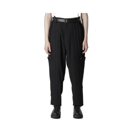 Wool Gabardine Tab Detail Padded Pants