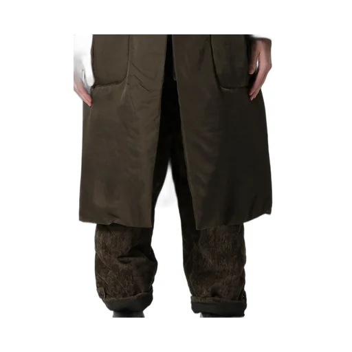 Khaki Cu Twill 2 Buttons Padded Long Jacket