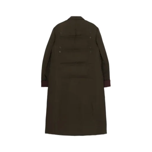 Khaki Cu Twill 2 Buttons Padded Long Jacket