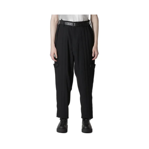 Wool Gabardine Tab Detail Padded Pants