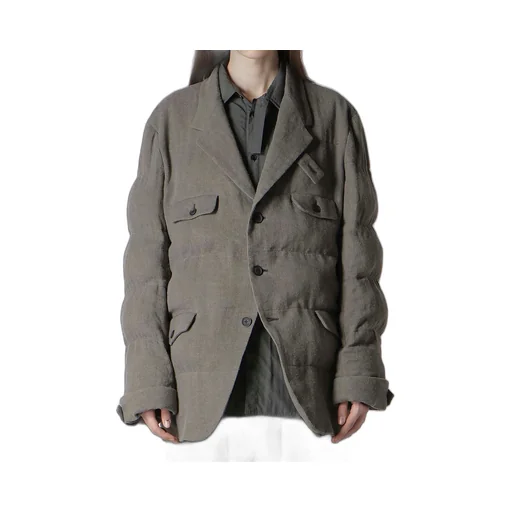 Silk Linen Inked 3 Buttons Horizontal Padded Jacket