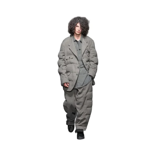 Silk Linen Inked 3 Buttons Horizontal Padded Jacket