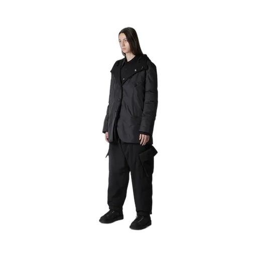 Wool Gabardine Diagonal Padded Hooded Jacket