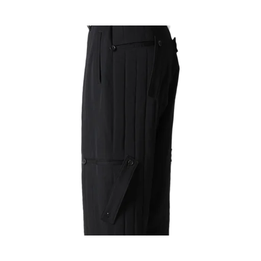 Wool Gabardine Tab Detail Padded Pants