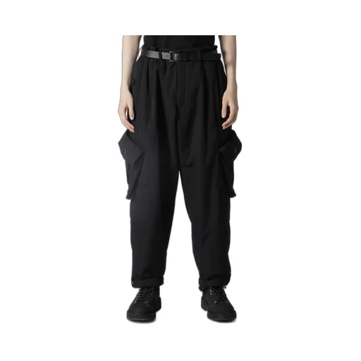Wool Gabardine Pocket Detail Padded Pants