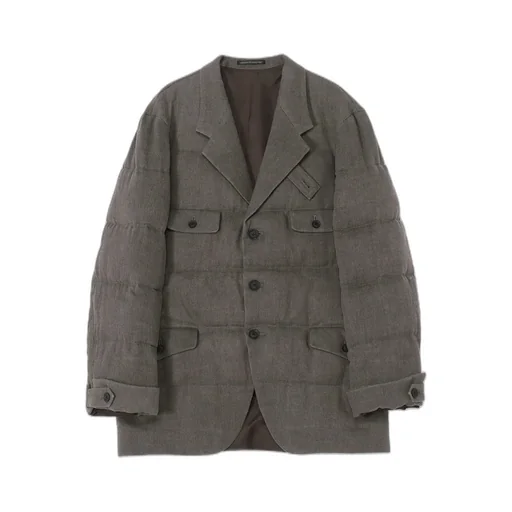 Silk Linen Inked 3 Buttons Horizontal Padded Jacket