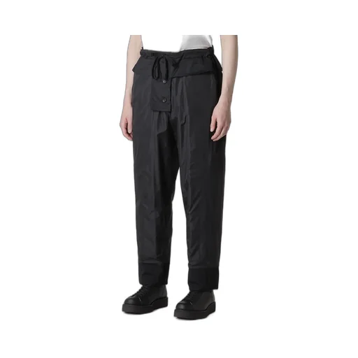 Wool Gabardine Tab Detail Padded Pants
