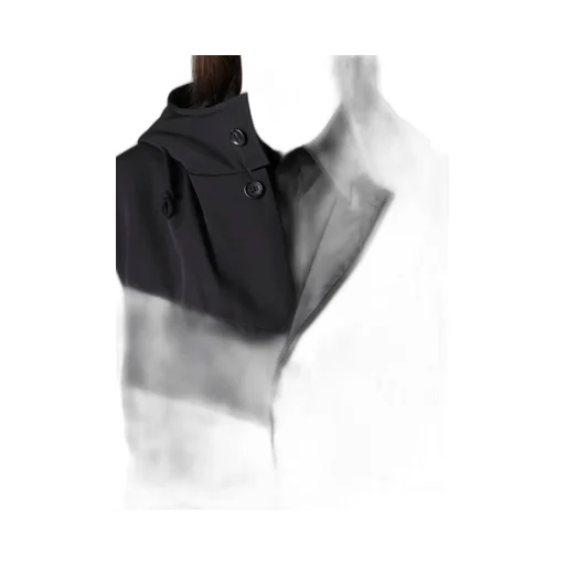 Wool Gabardine Diagonal Padded Hooded Jacket
