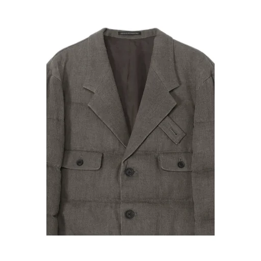 Silk Linen Inked 3 Buttons Horizontal Padded Jacket
